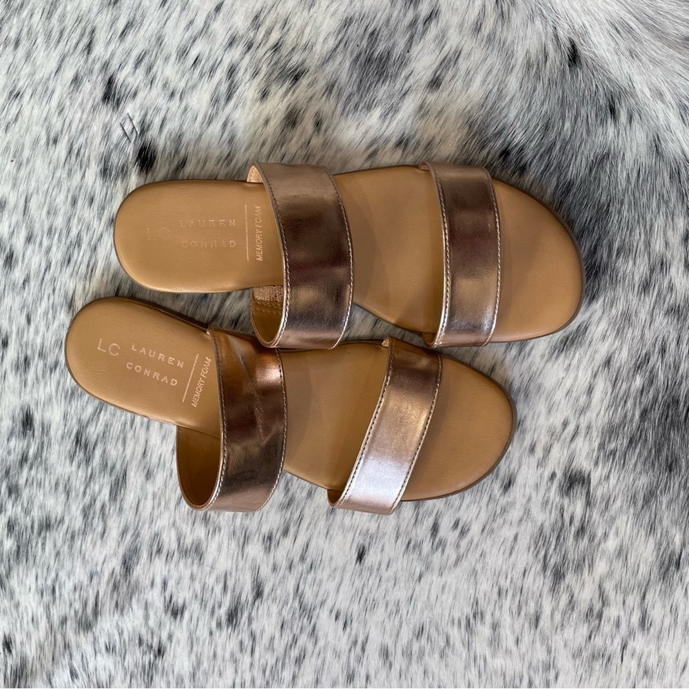 WORN ONCE Lauren Conrad Kohls Rose Gold Slide on Sandals